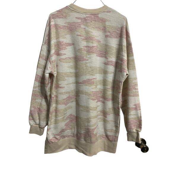 Old Navy Tops - Old Navy Camo Oversize Sweatshirt Tunic Beige Pink Size S Tall